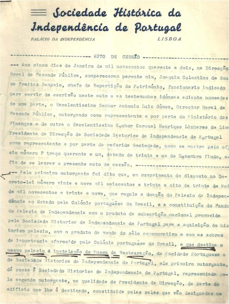 Auto de Cessão do Palácio, AH.SHIP, 1942